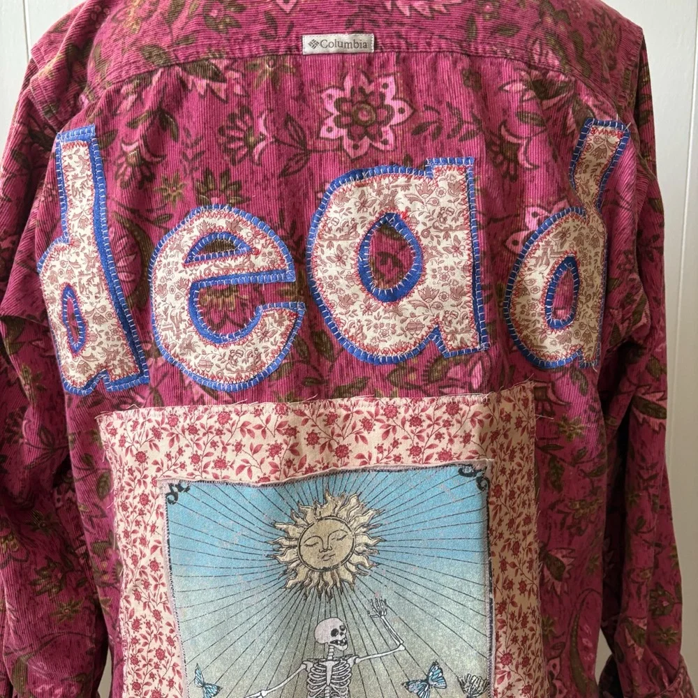 Grateful Dead Inspired Upcycled Button-down with Crochet Hem - Picture 6 of 11